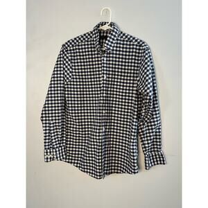 Tommy Hilfiger Shirt Men's 15.5 34/35 Checked Navy Blue White Dress Business